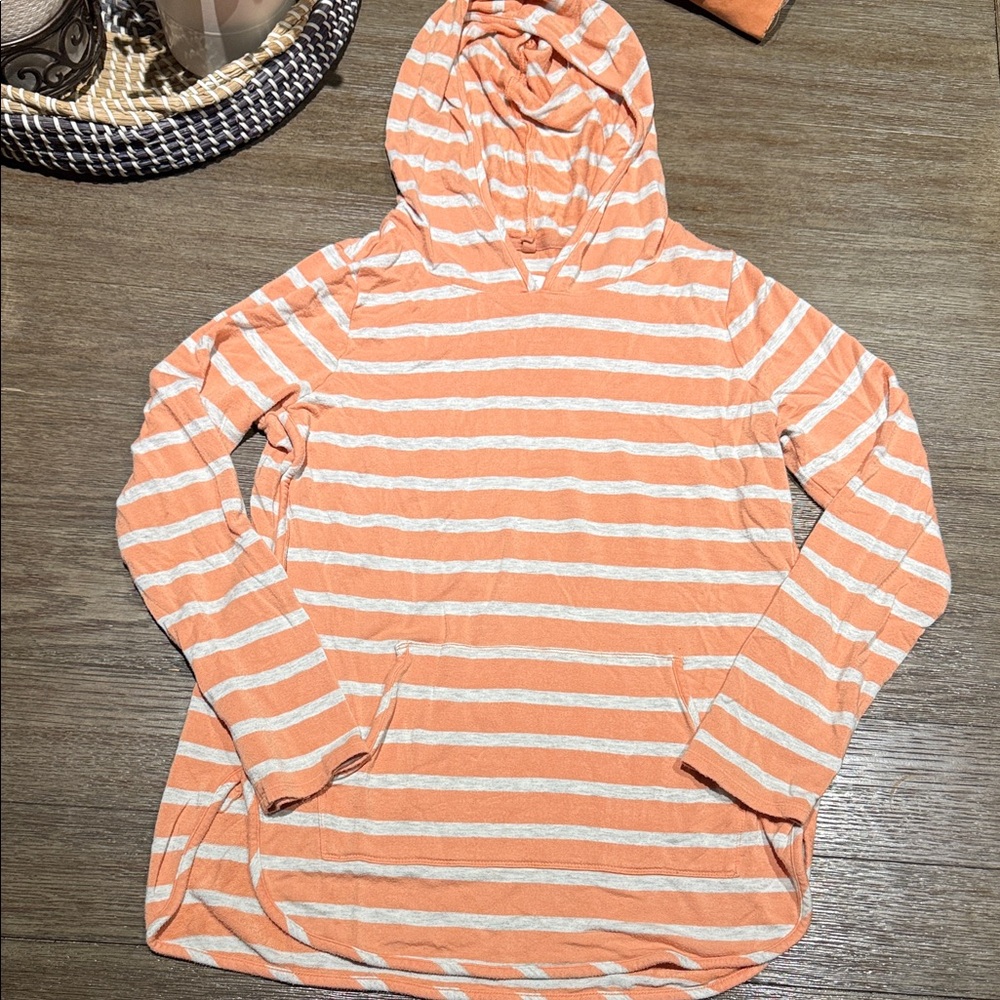 Striped Coral and White Hoodie